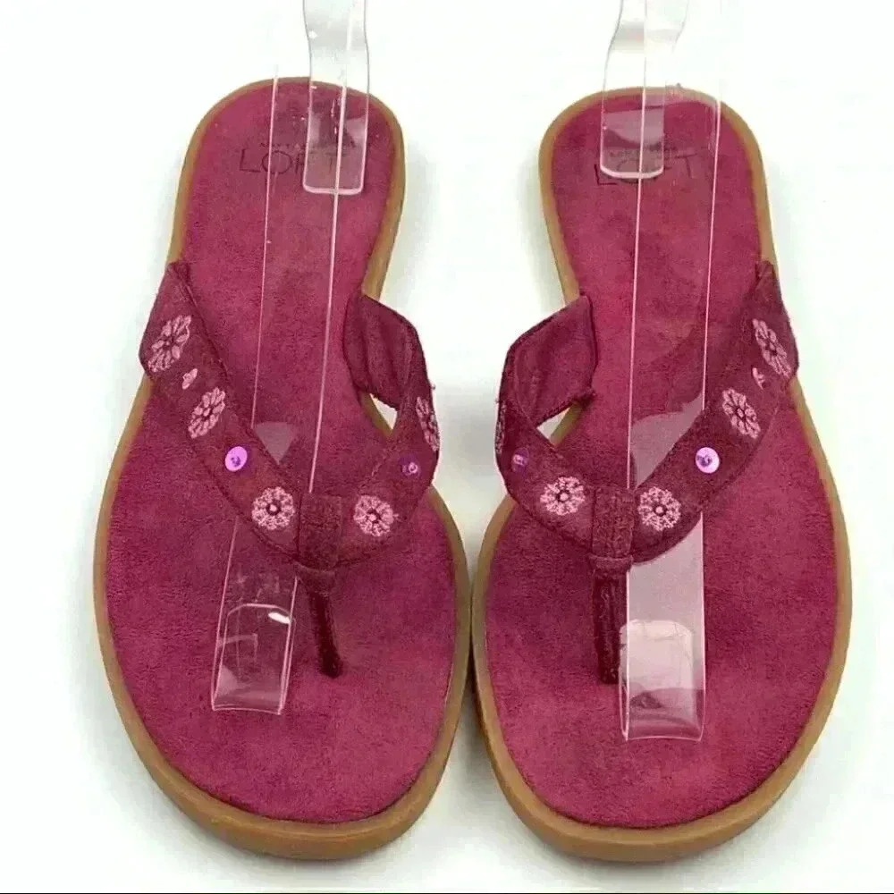 Ann taylor loft sandals size 9 purple floral - Picture 2 of 11